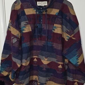 Vintage Trail’s End Aztec Southwestern Fleece Pullover Jacket 90s Made in Taiwan